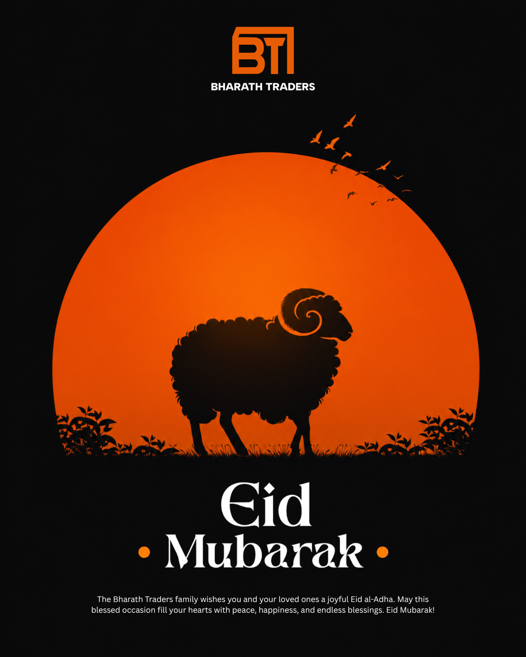 Bharath Traders Eid Mubarak greeting poster