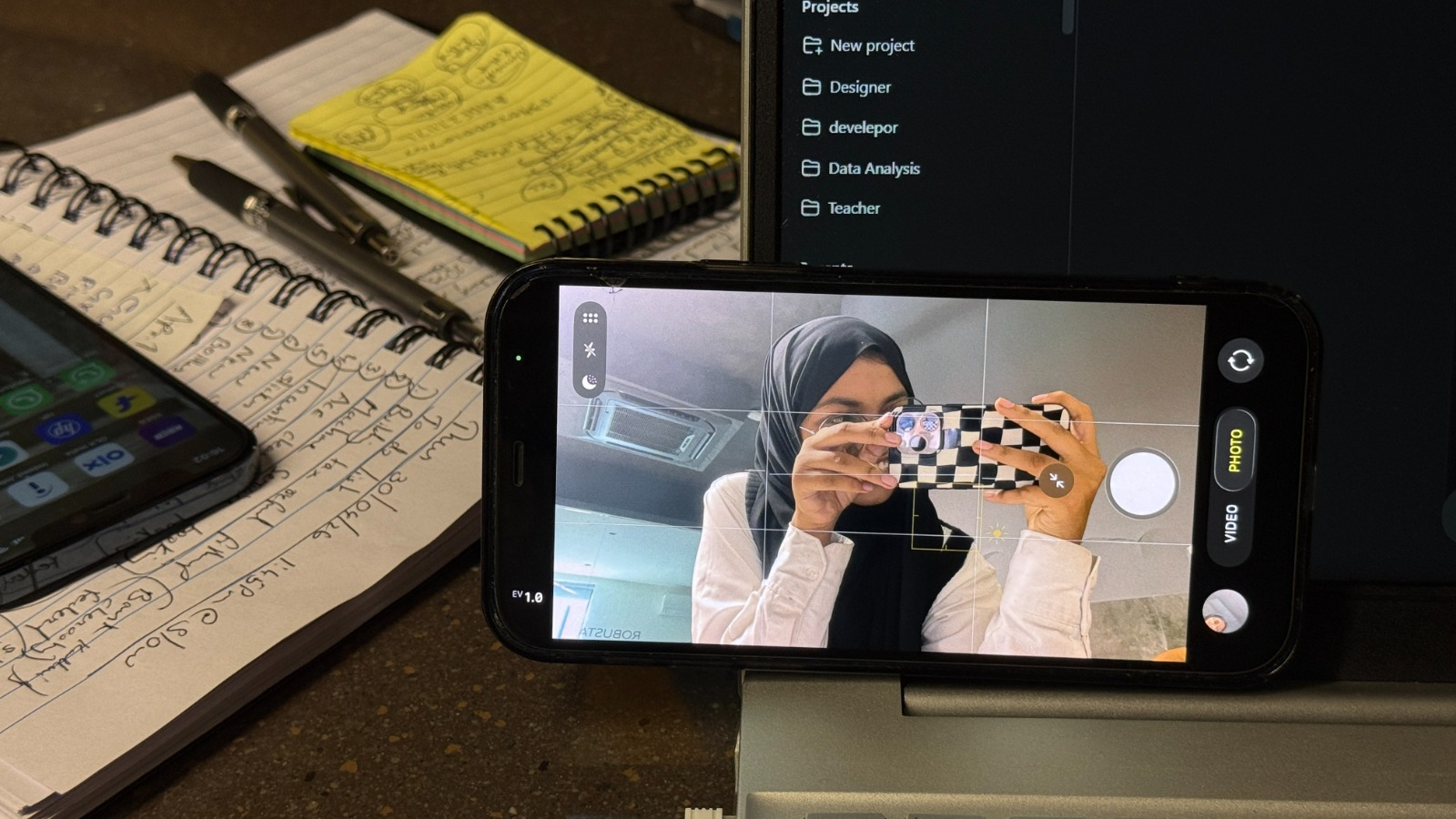 Design notes and photography experimentation across a desk