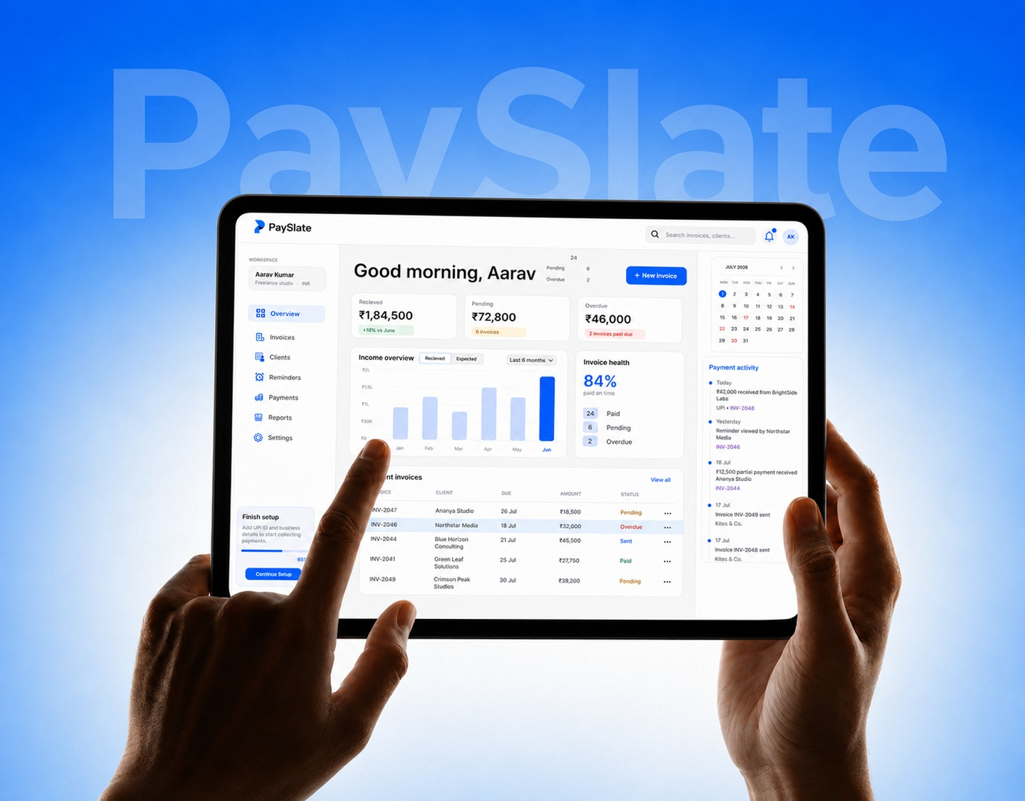 PaySlate dashboard project preview