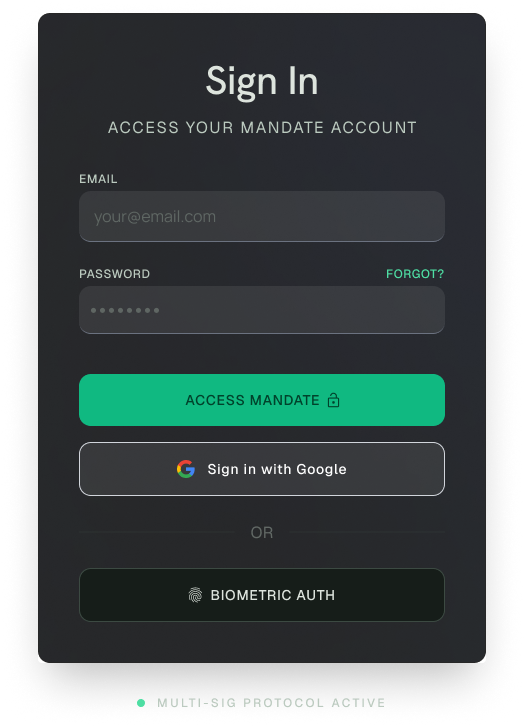 Mandate secure sign-in interface