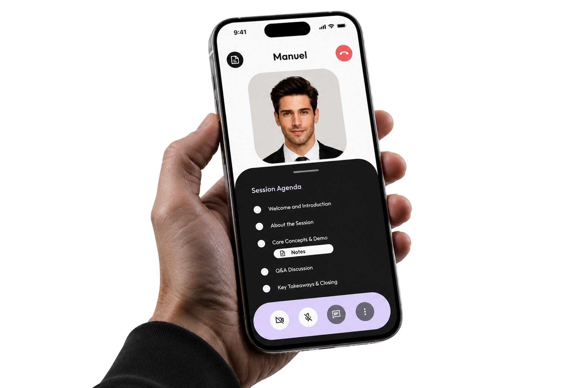 Mobile video call session interface